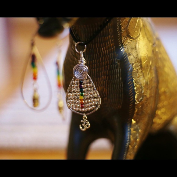 Ohm Chakra Necklace and Matching Earrings HANDMADE - Picture 1 of 5